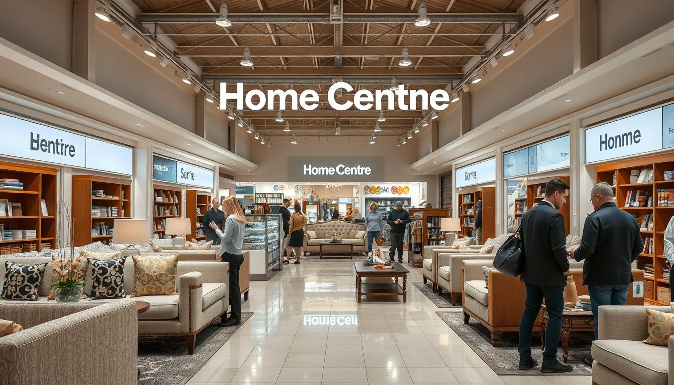 Home Centre store interior showing traditional retail layout with sales associates