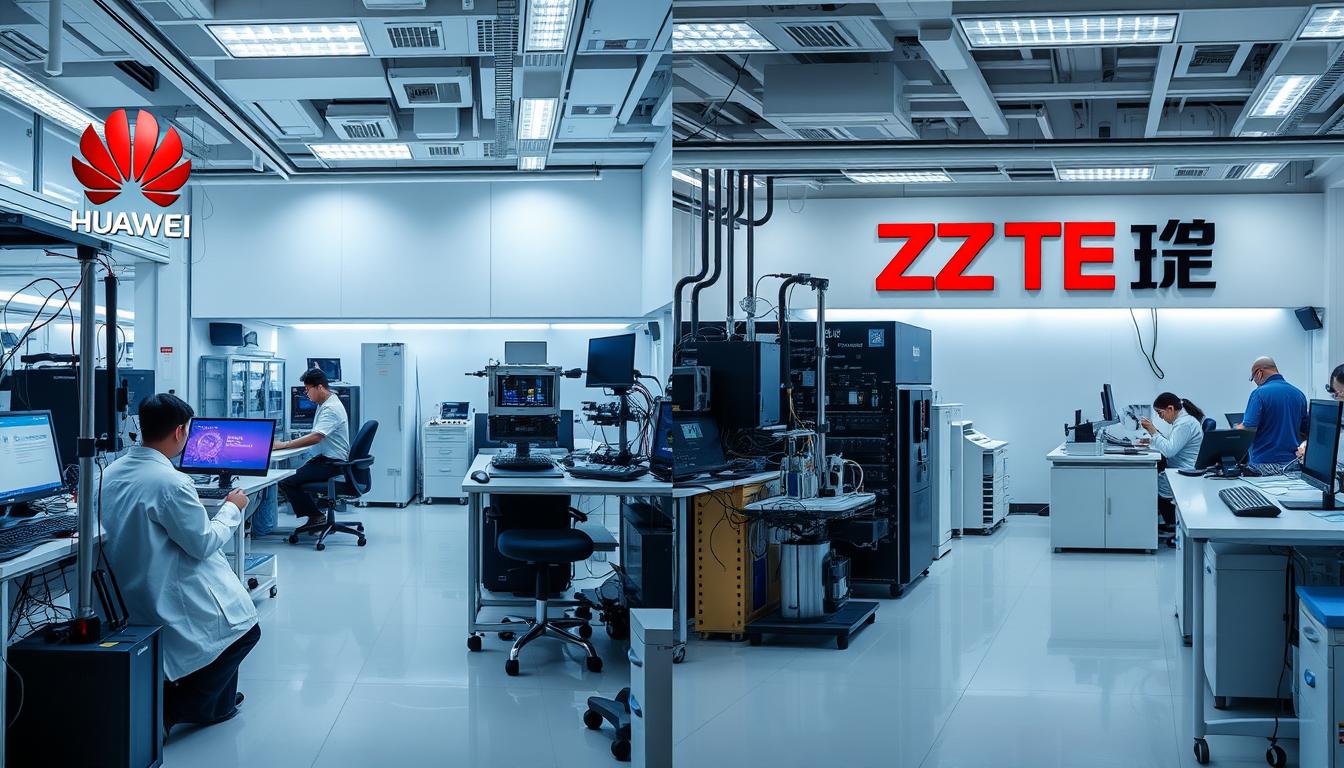 Huawei vs ZTE 5G technology comparison showing R&D facilities and innovation centers Huawei vs ZTE 5G technology comparison showing R&D facilities and innovation centers
