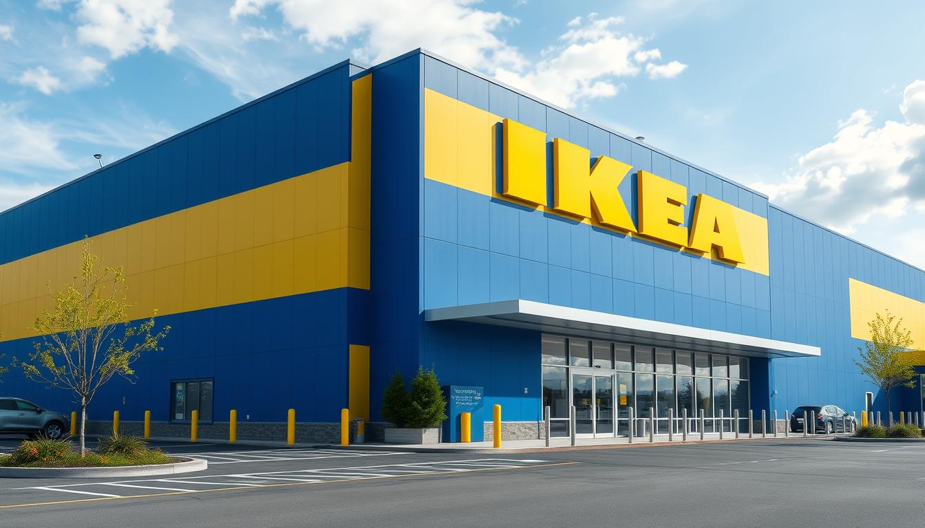 IKEA store exterior with its iconic blue and yellow colors