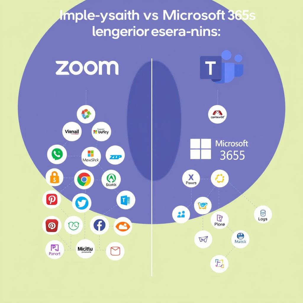 Integration ecosystem comparison showing apps connecting to Zoom and Microsoft Teams Integration ecosystem comparison showing apps connecting to Zoom and Microsoft Teams