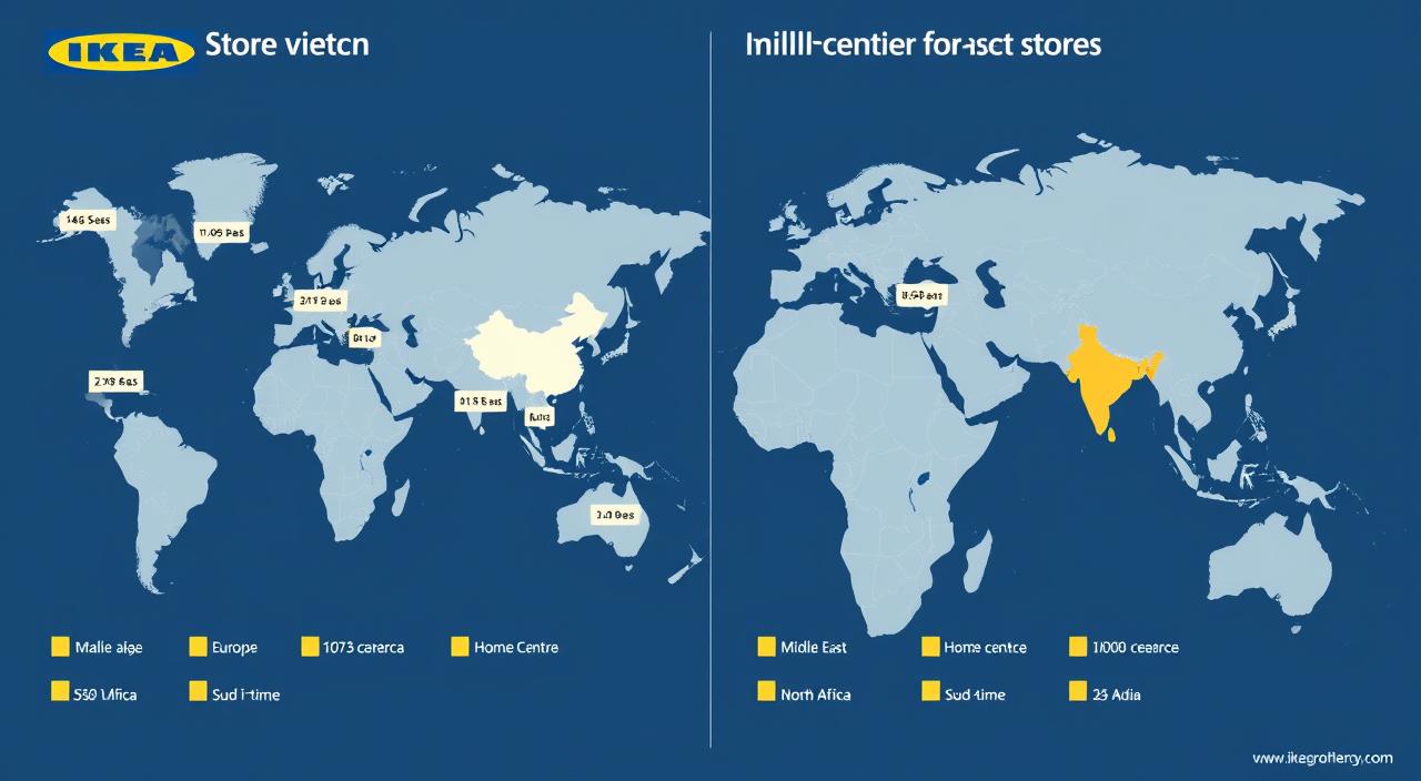 Map comparison of IKEA and Home Centre store locations with accessibility indicators