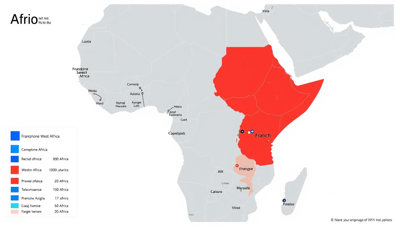Map showing France vs UK African markets influence with highlighted regions of dominance
