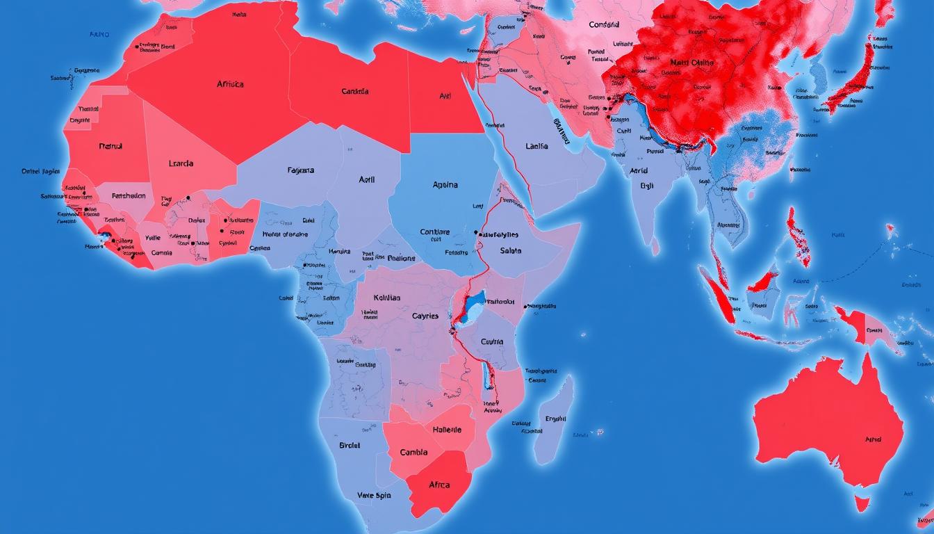 Map showing France vs UK African markets regional focus and economic presence