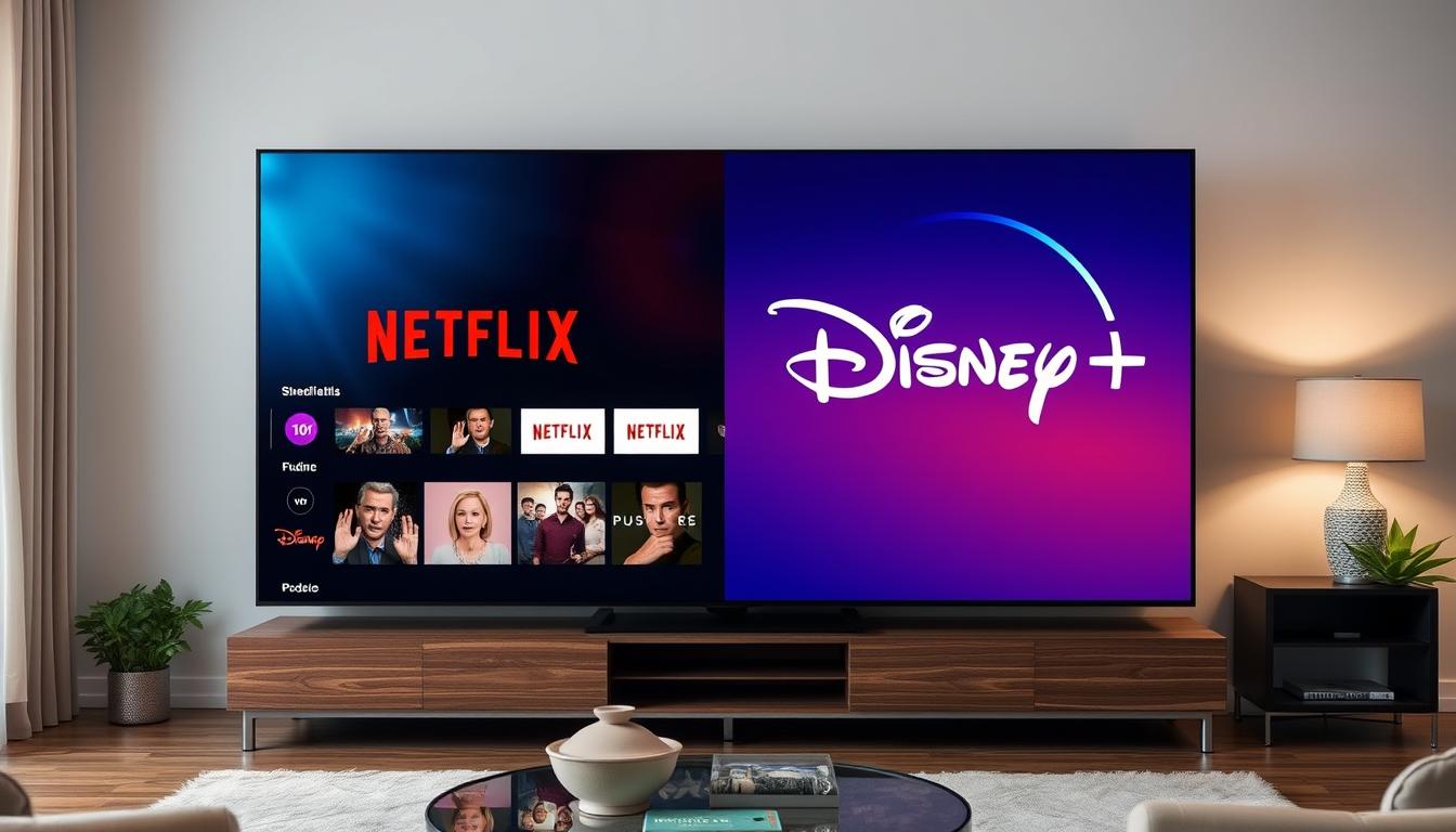 Netflix vs Disney+ streaming services comparison showing both platform interfaces side by side