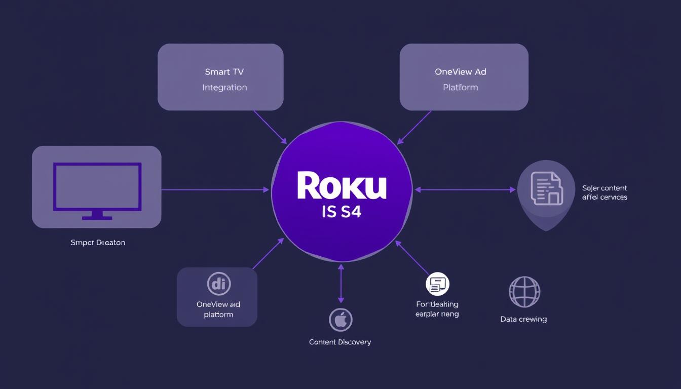 Roku's technology ecosystem showing integration with smart TVs and the OneView advertising platform demonstrating how Roku outperform Netflix and Amazon Roku's technology ecosystem showing integration with smart TVs and the OneView advertising platform demonstrating how Roku outperform Netflix and Amazon