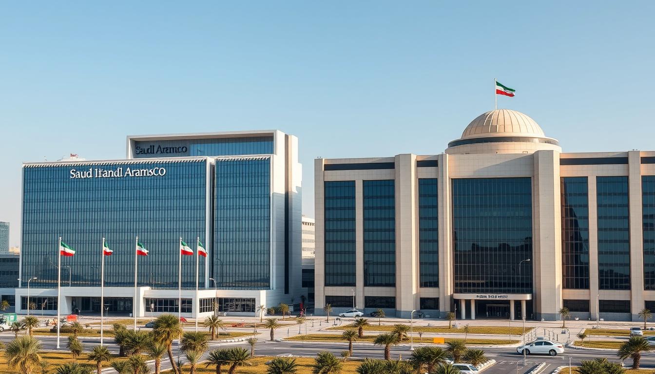 Saudi Aramco and National Iranian Oil Company headquarters showing the scale difference in Iran vs Saudi Arabia global oil market influence