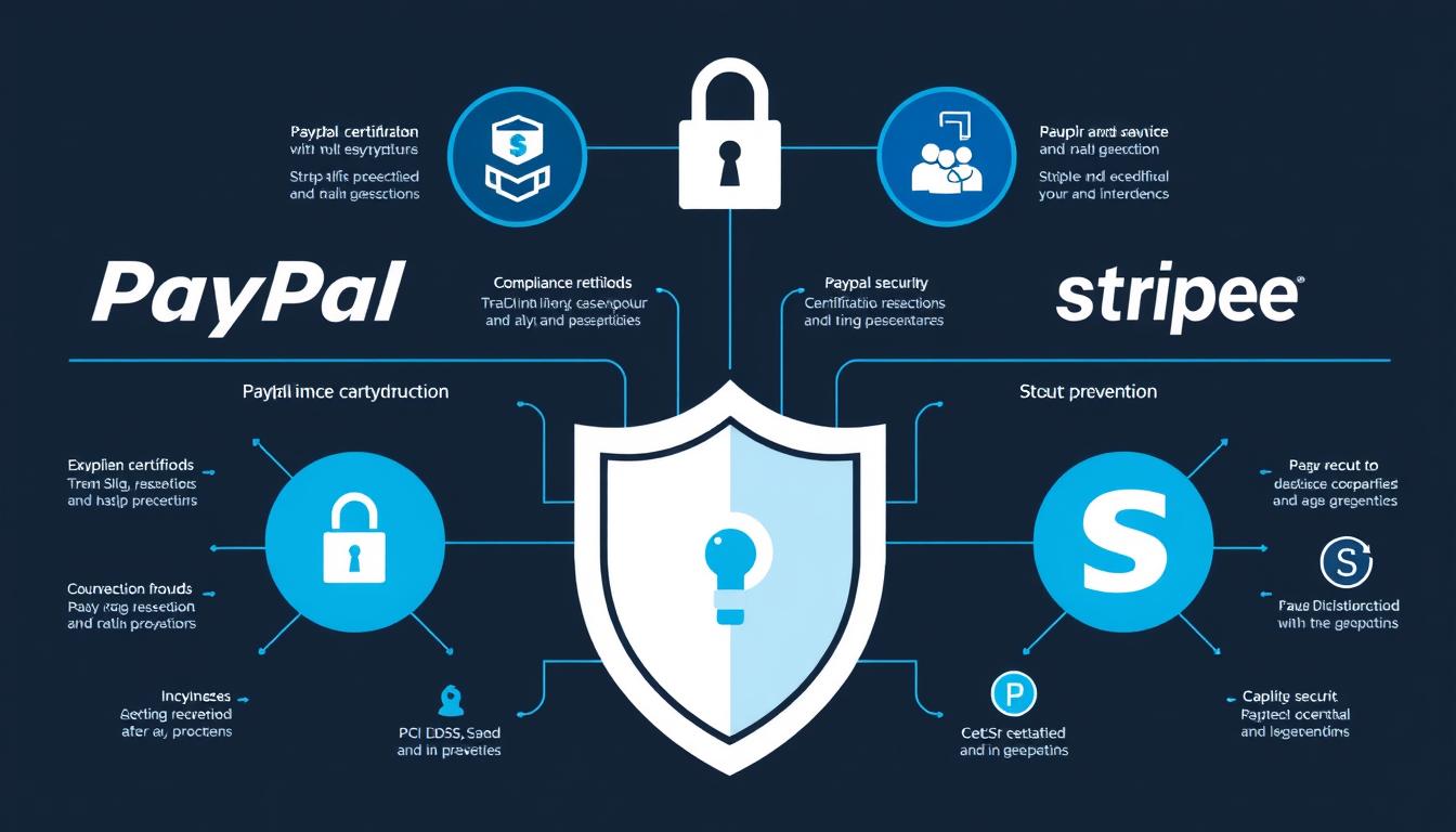 Security infrastructure comparison between PayPal vs Stripe showing encryption and compliance features Security infrastructure comparison between PayPal vs Stripe showing encryption and compliance features