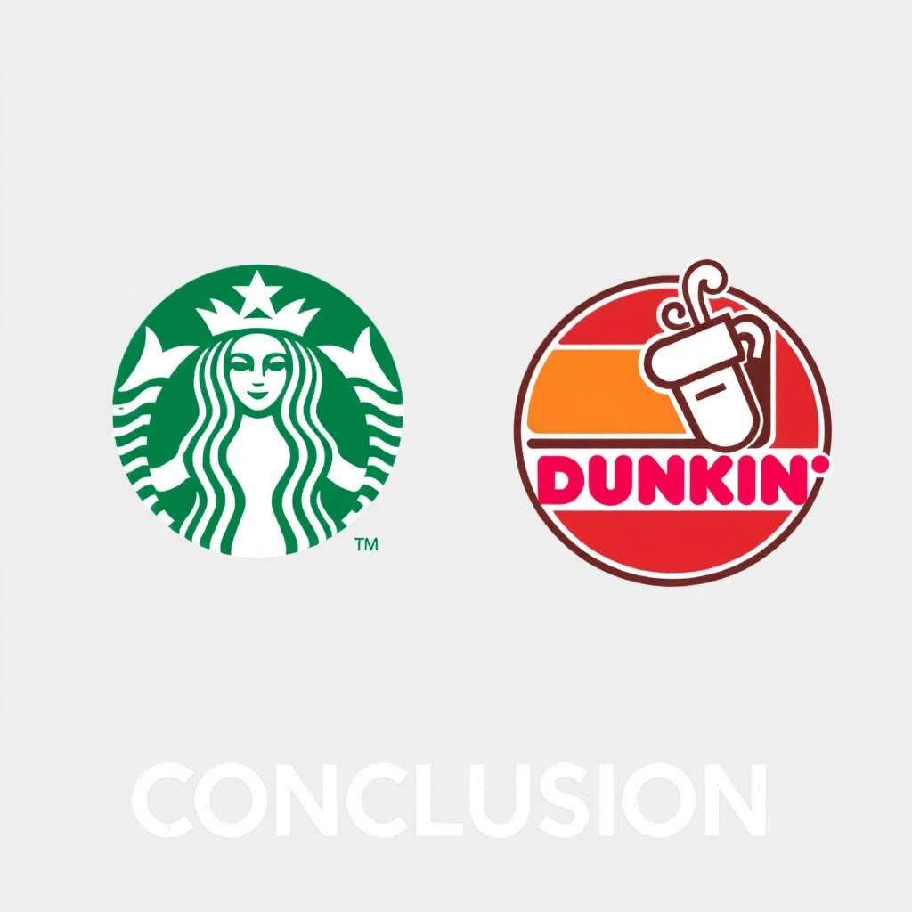 Starbucks vs Dunkin' logos side by side representing their ongoing competition in the global coffee market