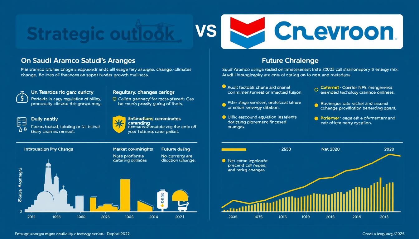 Strategic roadmap showing future challenges and opportunities for Aramco and Chevron in the evolving energy landscape