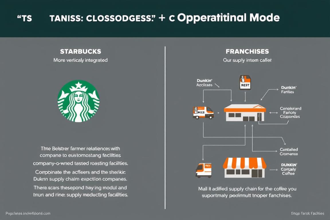 Supply chain and operations comparison showing Starbucks vs Dunkin' sourcing and distribution models