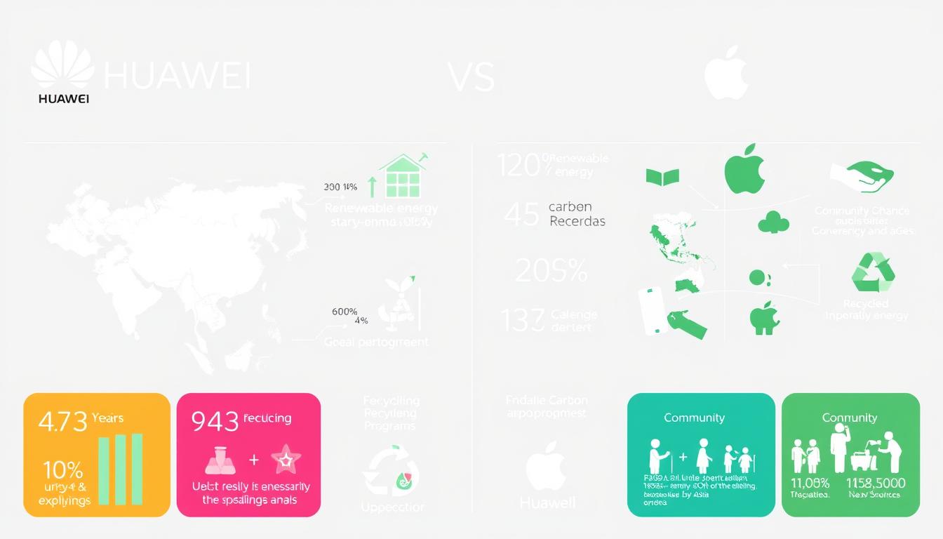 Sustainability initiatives comparison between Huawei and Apple in Asian manufacturing