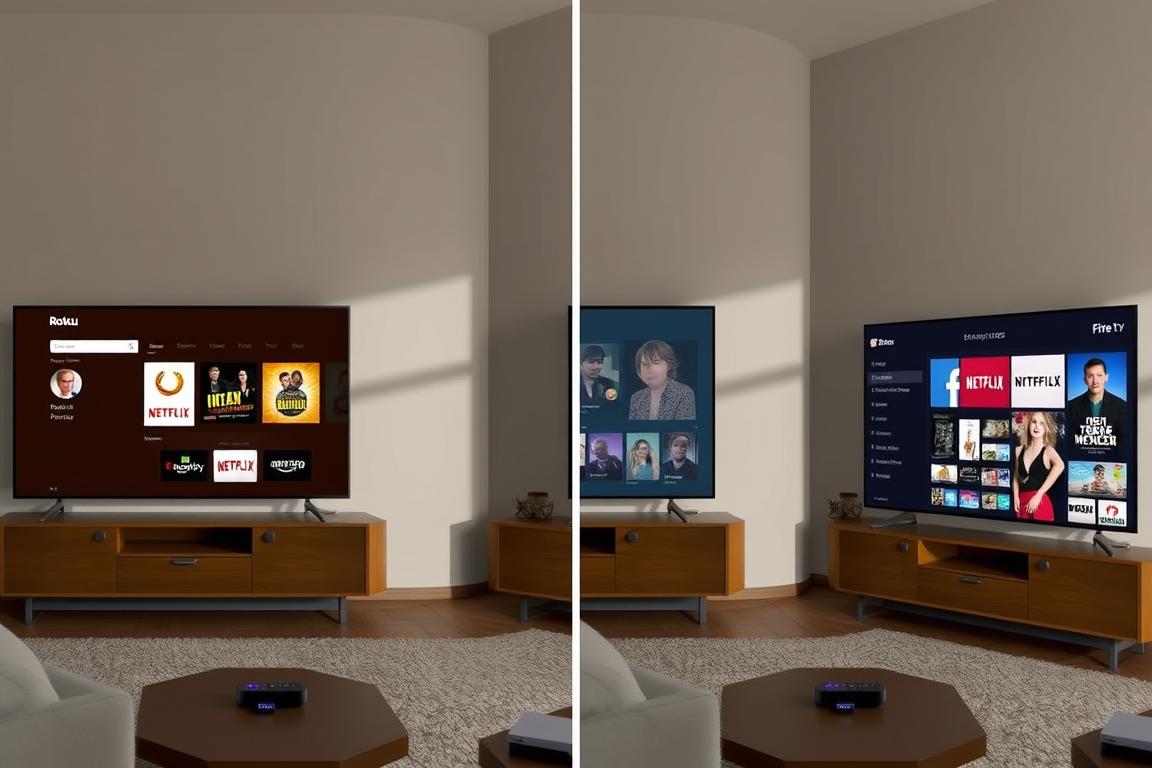 User interface comparison showing Roku's simple layout versus competitors demonstrating why Roku outperform Netflix and Amazon User interface comparison showing Roku's simple layout versus competitors demonstrating why Roku outperform Netflix and Amazon