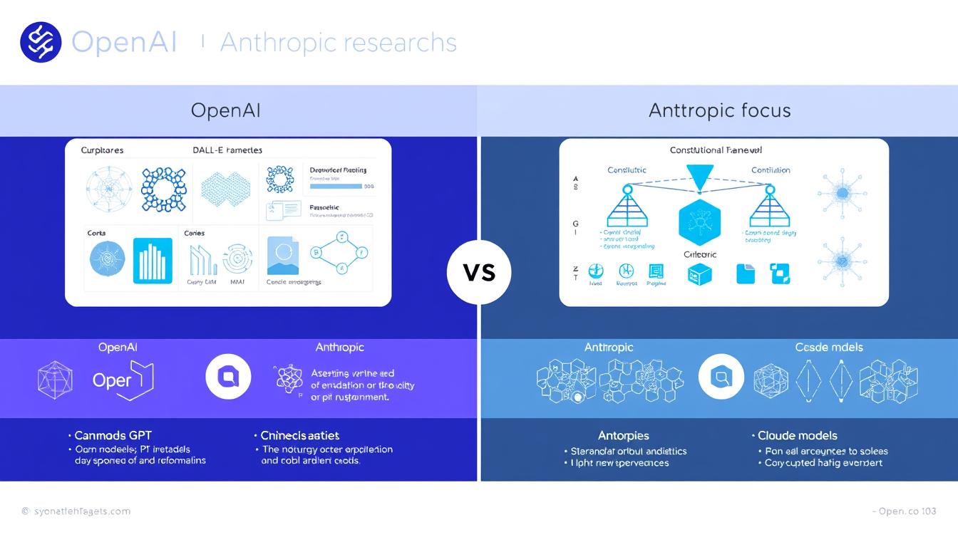 Visual representation of OpenAI vs Anthropic research focus areas Visual representation of OpenAI vs Anthropic research focus areas