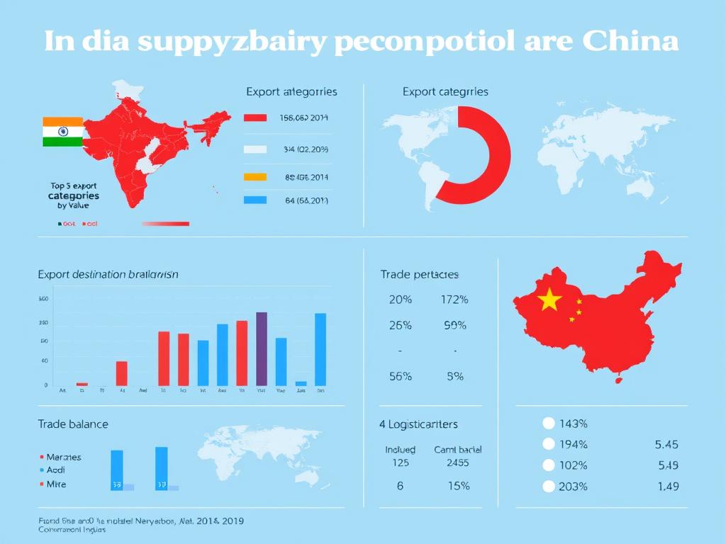Visualization of export profiles and global supply chain positions for India and China