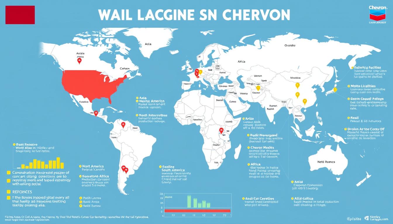 World map showing Aramco vs Chevron global operations and market presence