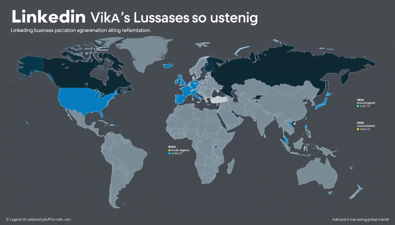 World map showing LinkedIn vs X business market penetration across different regions