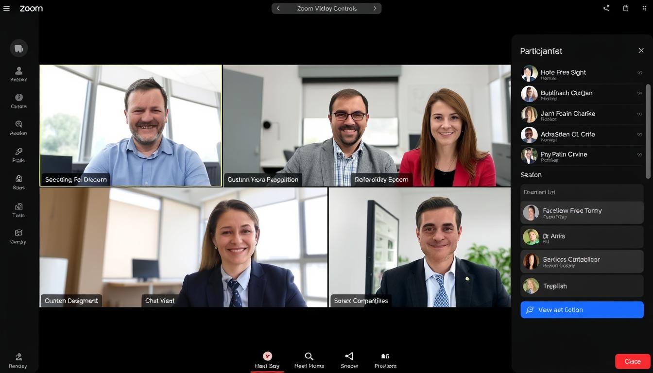 Zoom interface showing video conference with multiple participants Zoom interface showing video conference with multiple participants